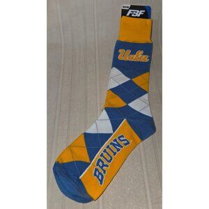 UCLA Bruins FBF Crew Socks Unisex Size OSFM Men 5-12 Crew Plaid Blue/Yellow NEW